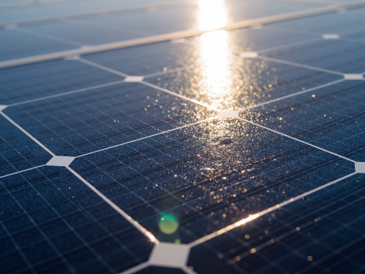 高效太阳能光伏板产品展示,黑色面板表面光滑,多块面板整齐排列,工业厂房背景